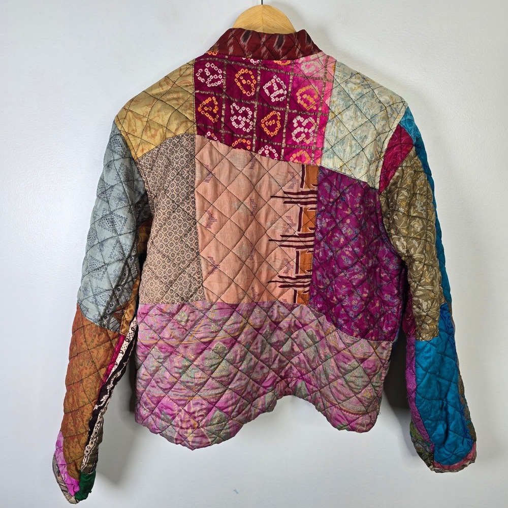 Sacred Threads Silk Patchwork Quilted Jacket Wome… - image 2